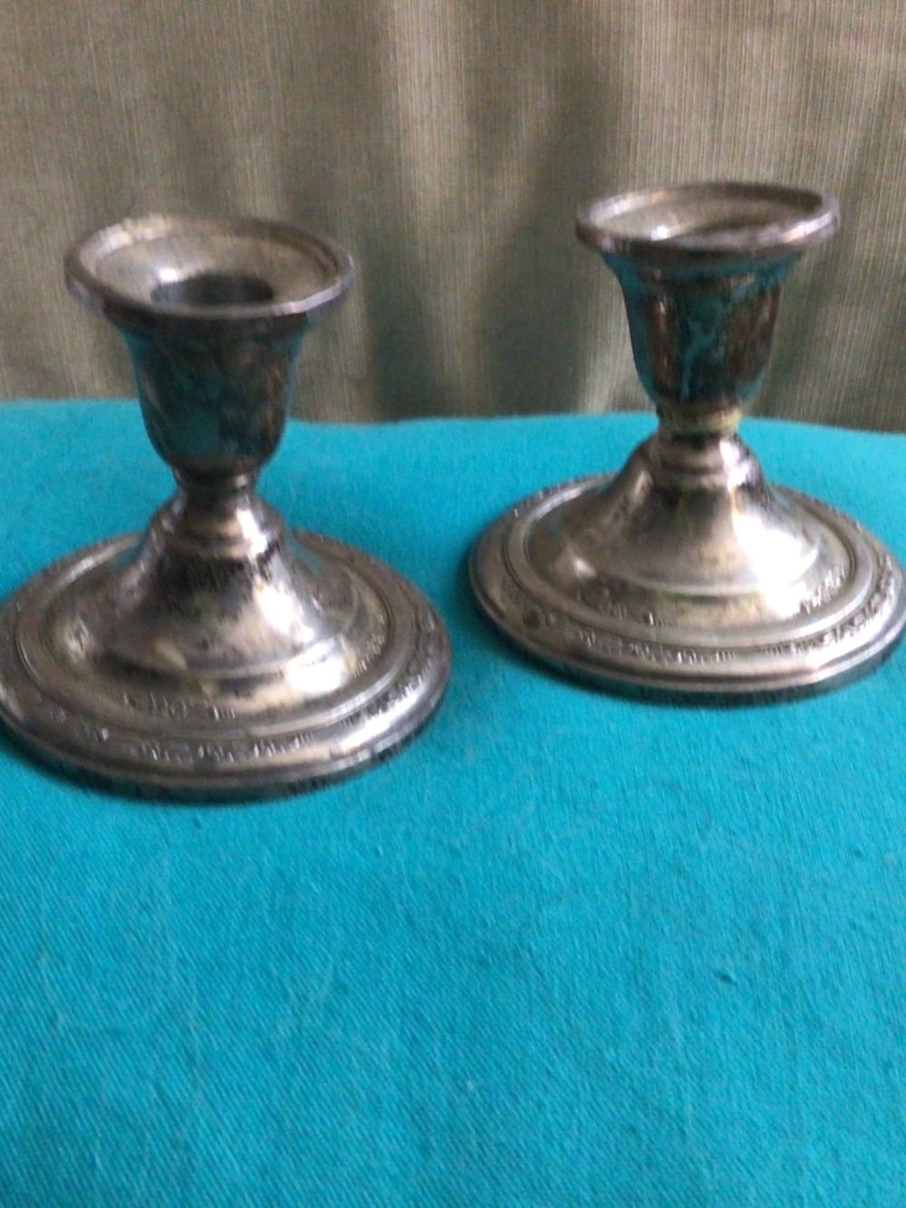 Sterling candlestick holders pair